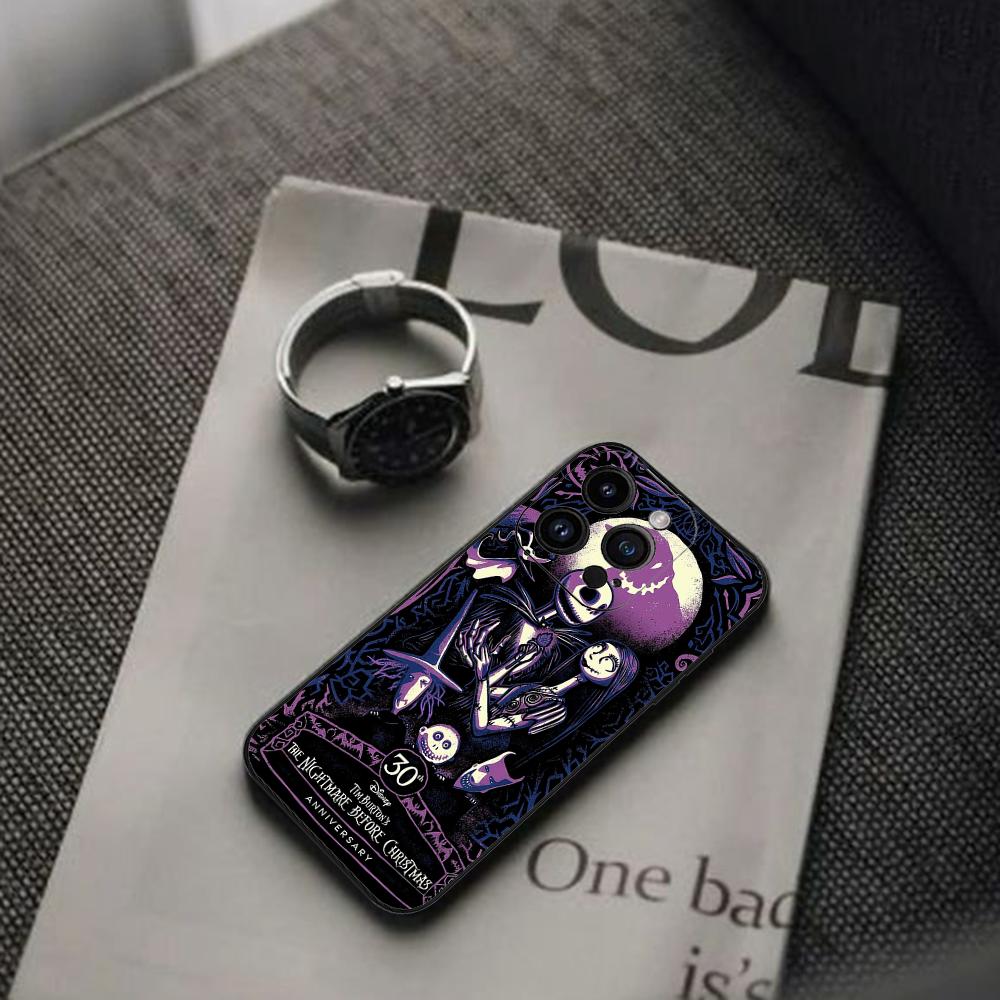 The N-Nightmare Before Christmas Phone Case For Iphone 16 15 11 13 14 Pro Max 7 8 Plus X Xr Xs Max 12mini Black Shell Cover Case