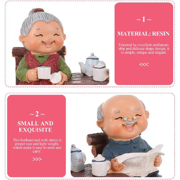 Anniversary Elderly Figurines, Miniature Figures Grandma Grandpa Statue Small Fairies Figurines for Grandparents Parents Anniversary Wedding Home