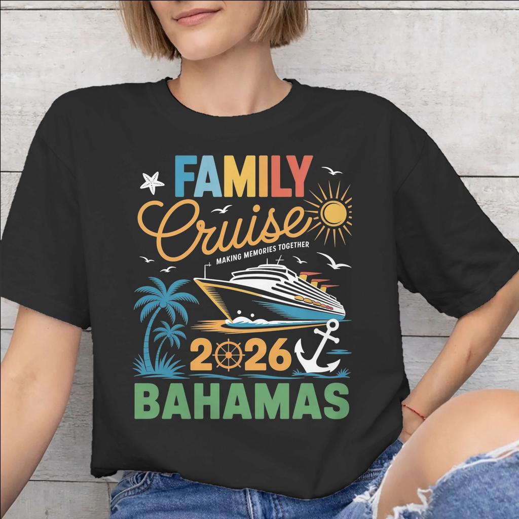 Family Cruise 2026 Tee Shirt for Unisex Unisex Print T Shirts Making Memories Together Cotton Clothes