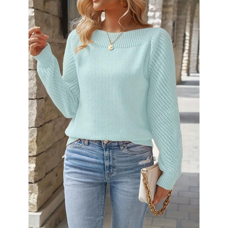 YYFS Women's Fashion Casual Spring Fall Solid Color Print Long Sleeve One Shoulder Sweaters