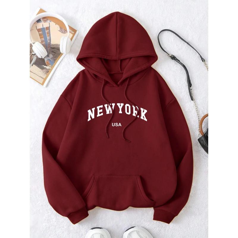 Letter Graphic Sweatshirt Men Women Loose Fleece Hoodie Pullover Hoodies Crewneck Pocket Clothes Couple Hoodies & Sweatshirts Unisex
