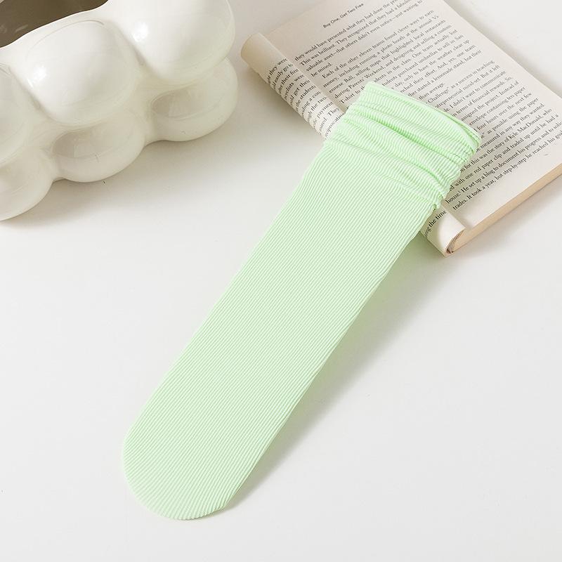 

Женские белые носки до середины икры из ледяного шелка: Тонкий, Однотонный, Вельвет, Весна/Лето Velvet with Hanging Board