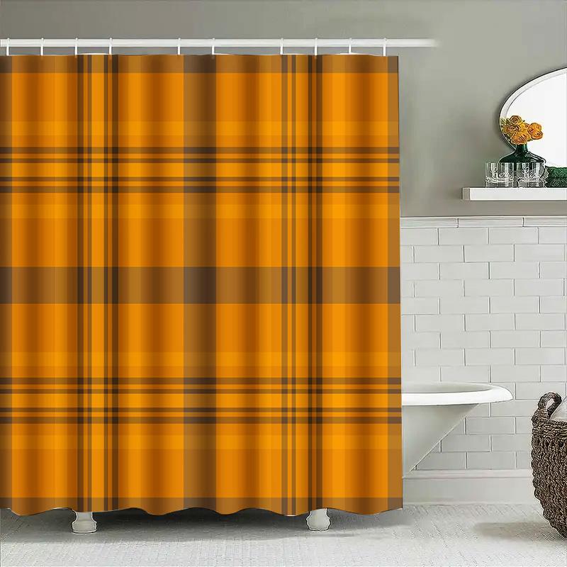 Red Plaid Shower Curtain Waterproof Bath Decor Modern Checkered Print For Bathtub Or Kitchen Size72X84 Inches (180Cm X 213Cm)