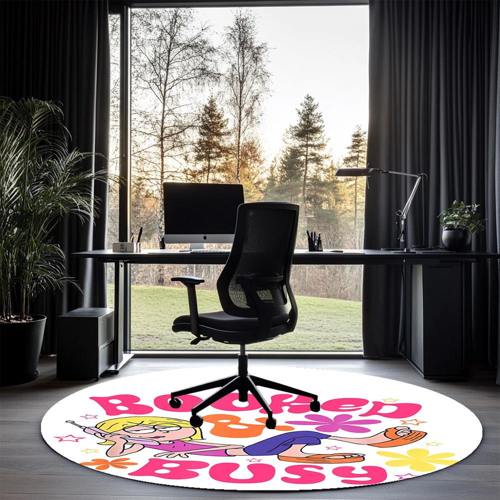 Lizzie McGuire Printed Round Rug Carpet Chair Rug Area Rug Entryway Doormats,for Office Chair Living Room Bedroom Kitchen Room.