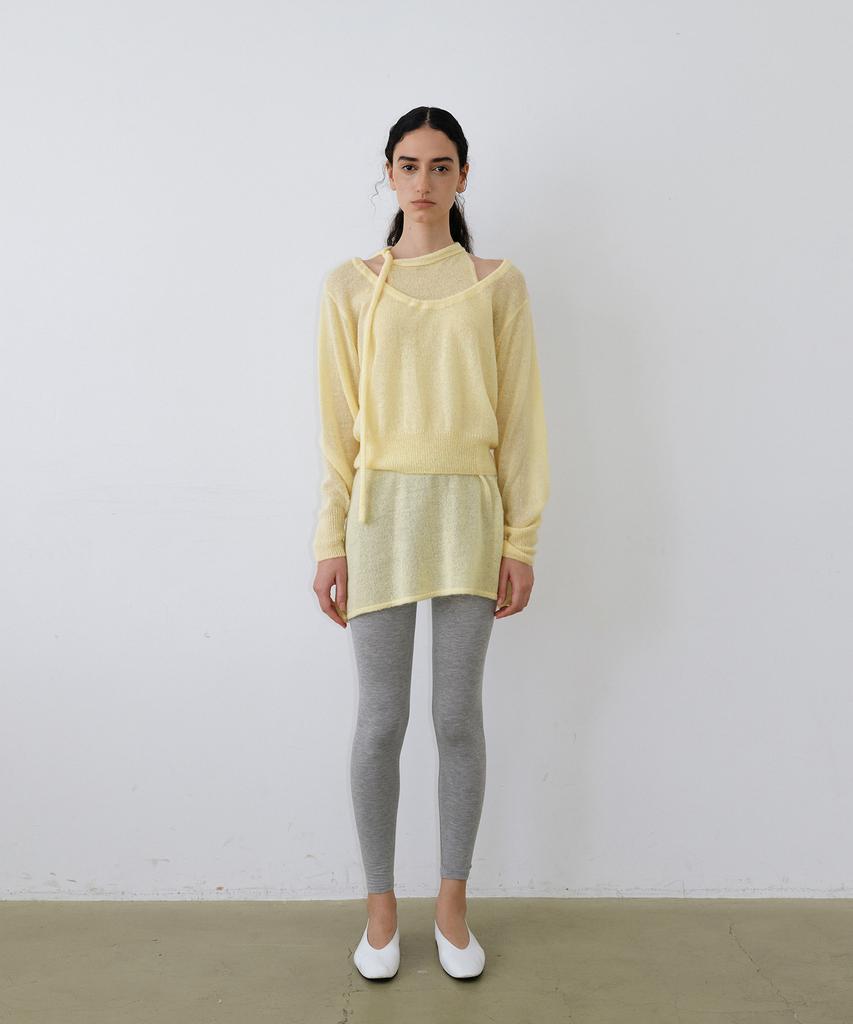 UUNE SCENE String Deep U-Neck Knit_Yellow