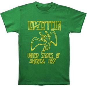 Boys Led Zeppelin US 1977 T-shirt Youth Medium Green S