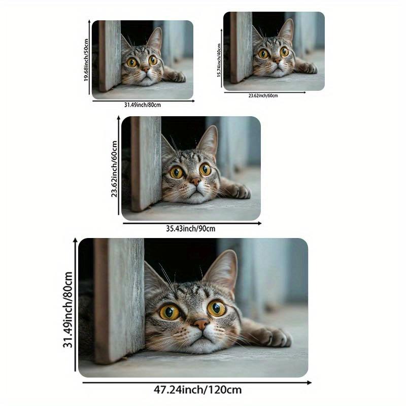 1 x Anti-Ermüdungs-Küchenteppich, verspielter Katzen-Designdruck, wasserdicht, rutschfest, dick gepolstert, Küchenmatte, strapazierfähig, bequeme Stehmatte für die Küche