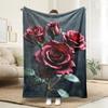 A Luxurious Rose Floral Pattern Flannel Blanket - Perfect for All Seasons, Great for Camping, Traveling, Bed, Christmas