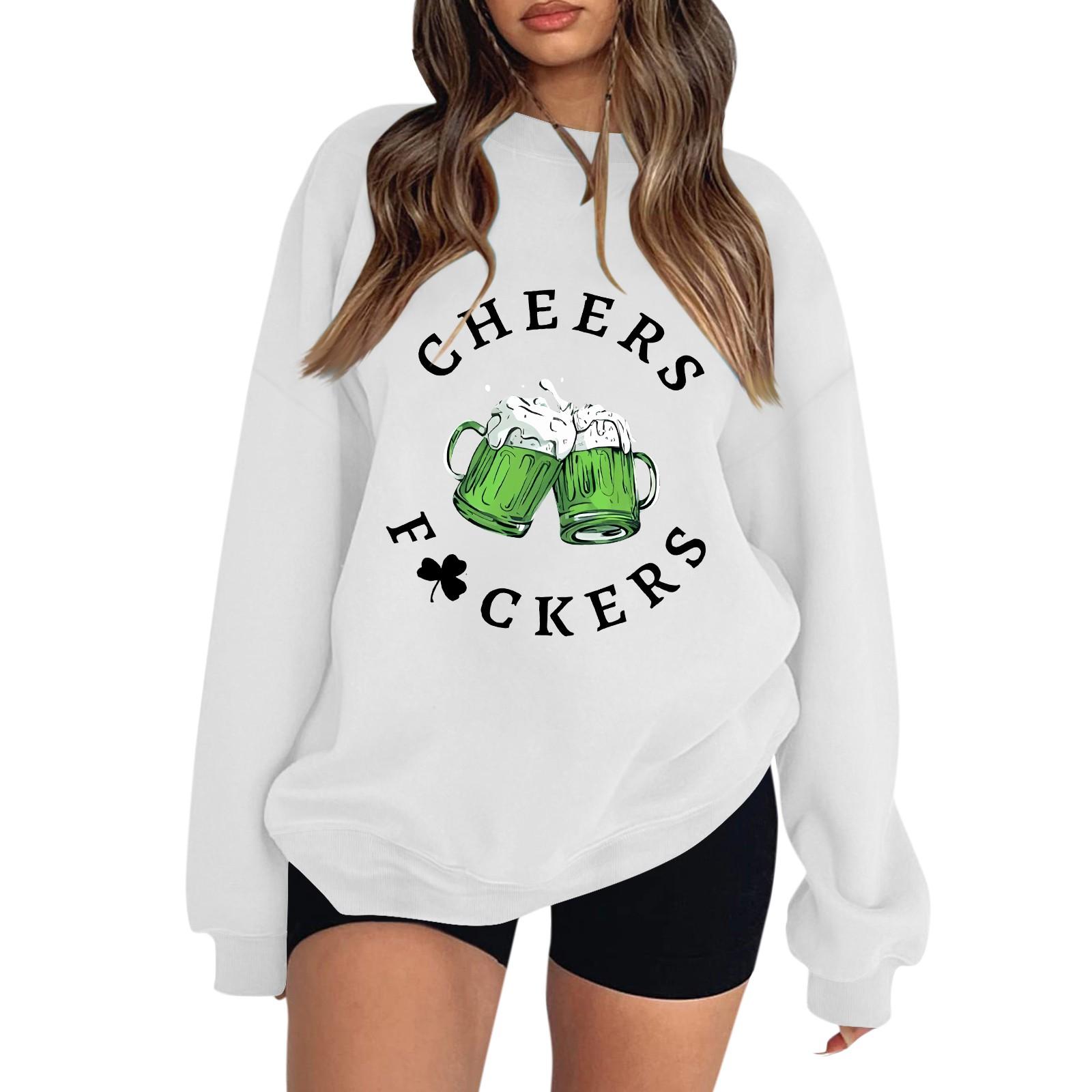 

Женская повседневная мода ко Дню святого Валентина с принтом, длинным рукавом, круглым вырезом, толстовки, пуловеры, топы XL белый