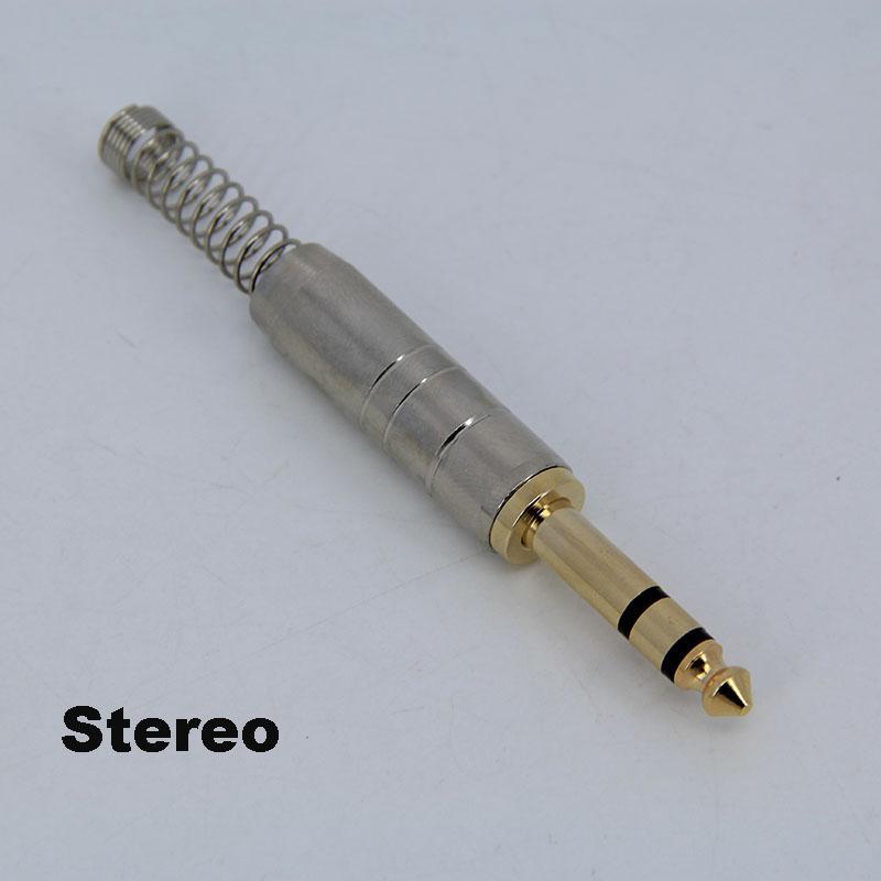 6.35mm 6.5mm Audio Male Female Mono Stereo Solder Connector Plug Socket 2 3 Pole Gold Plated Metal Amplifier Mic Converter