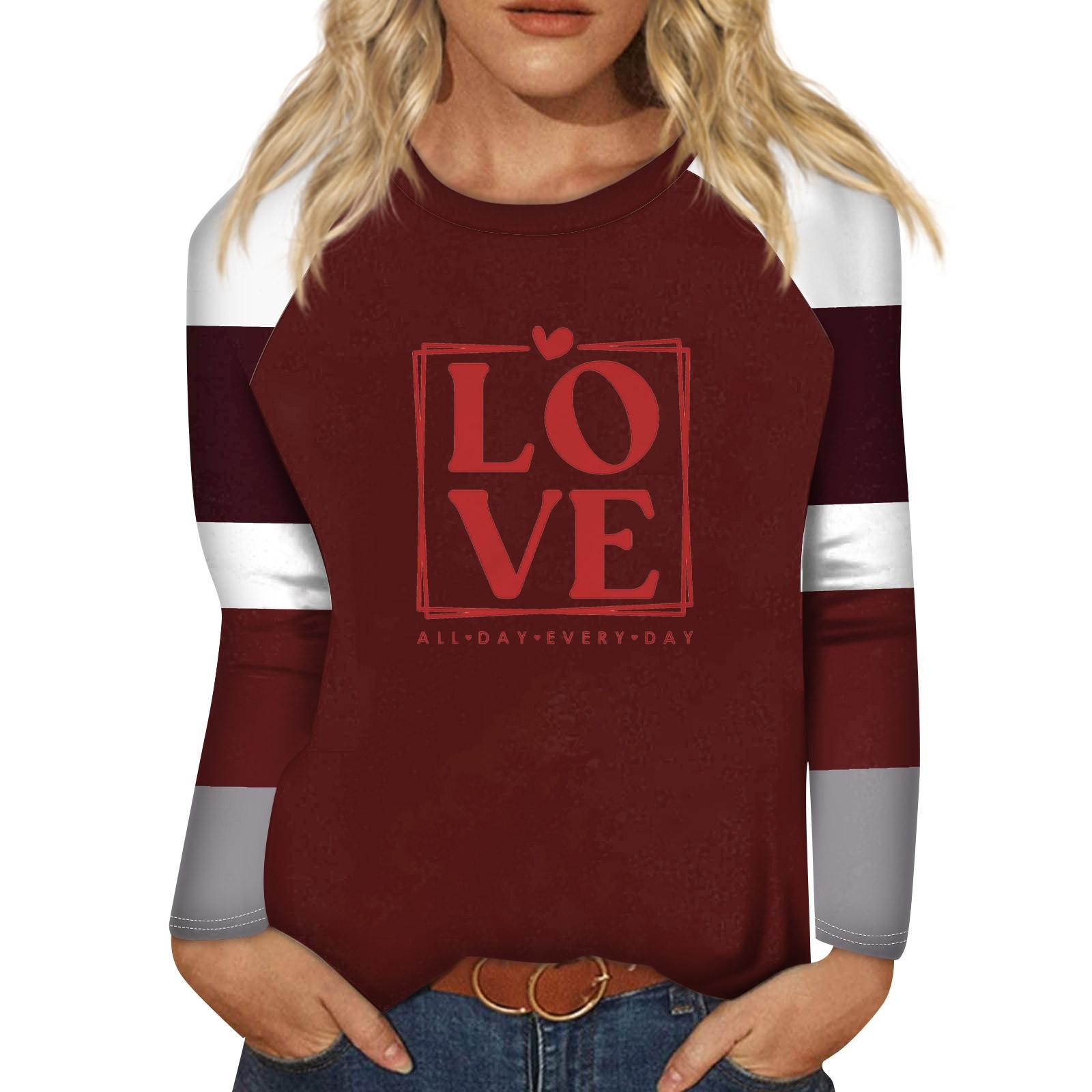 

Жіноча модна повсякденна сорочка з круглим вирізом і довгим рукавом, вільна футболка з принтом, жіночий топ XXL