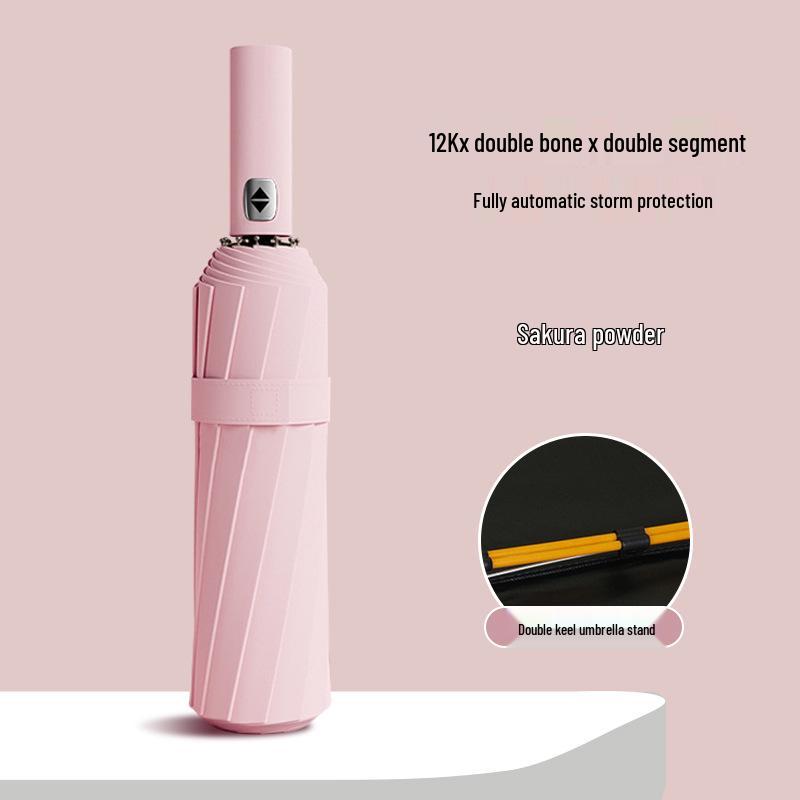 Automatic 60-Rib Folding Umbrella with UV Sun Protection