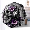 Skull,Music Automatic Folding Umbrella Compact 8 rib Design,Unique Style,Suitable for Everyday Outdoor Use,Perfect Gift for Friends an