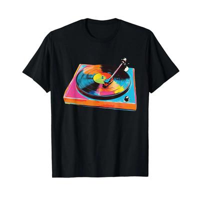 Music Lover Dj Turntable Retro Vintage Vinyl Record Player T Shirt Vintage Soft Breathable Stylish Graphic Stretched