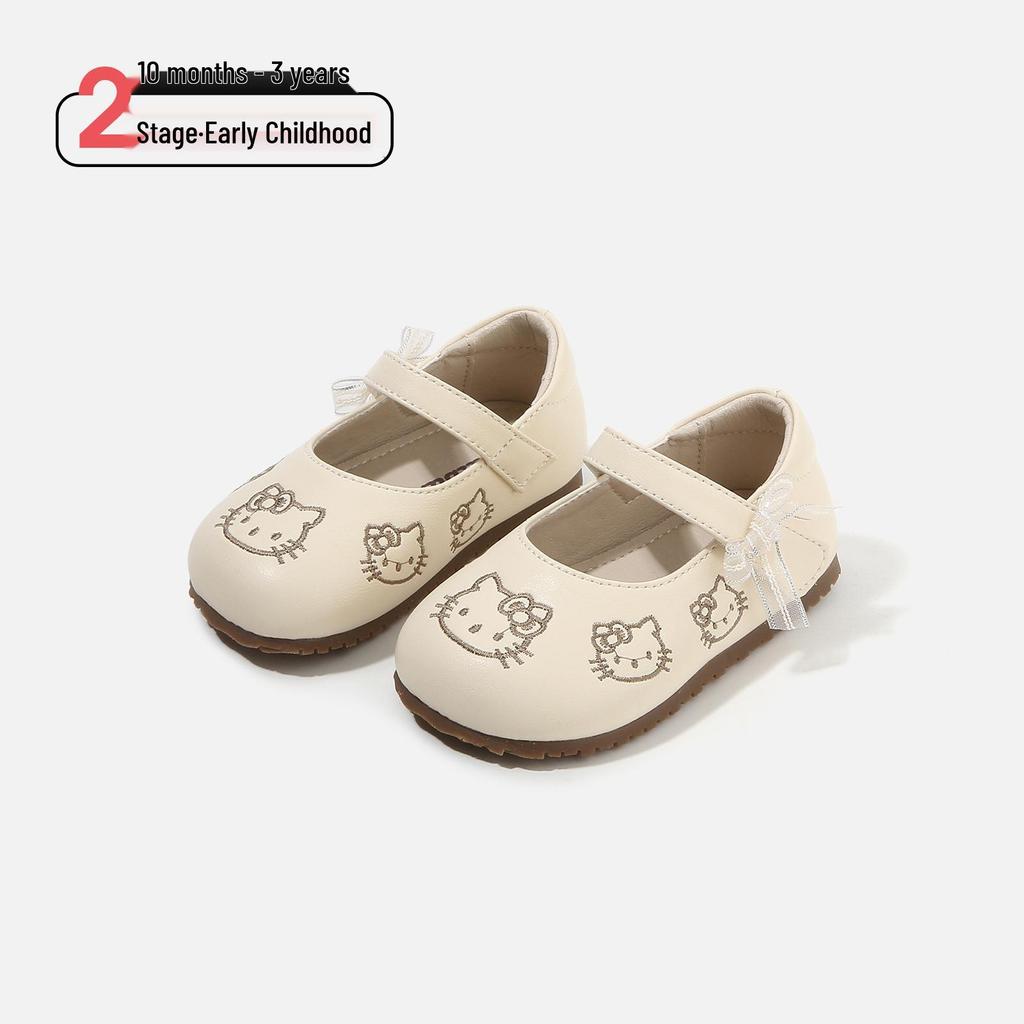 Spring 2026 Soft Sole Leather Baby Walker Shoes with Doll Print - Non-Slip Design
