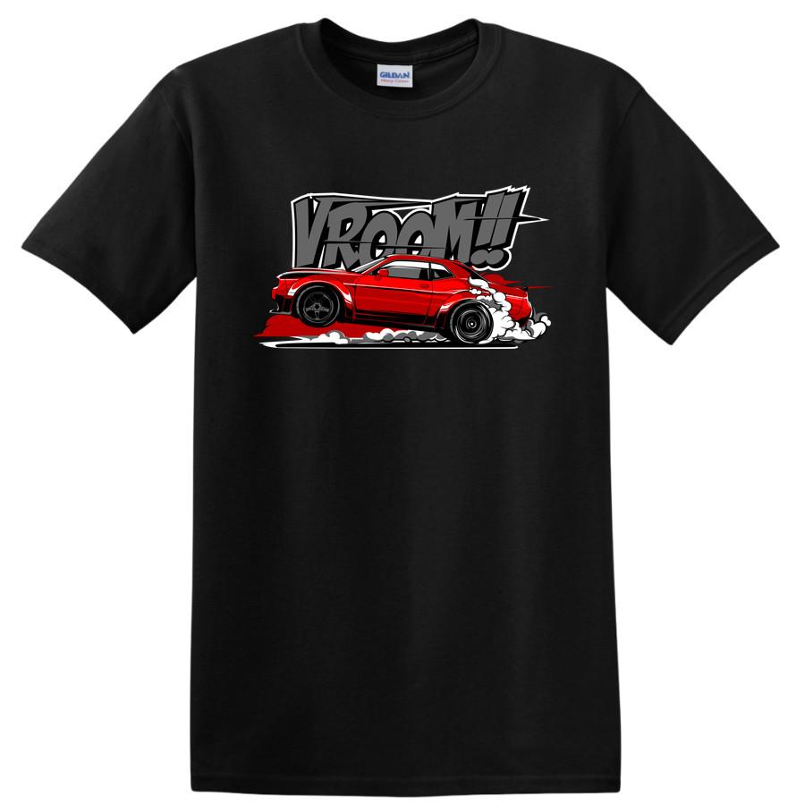 Vroom Car Graphic T Shirt Cool Racing Drifting Auto Lover Tee Stylish Design S