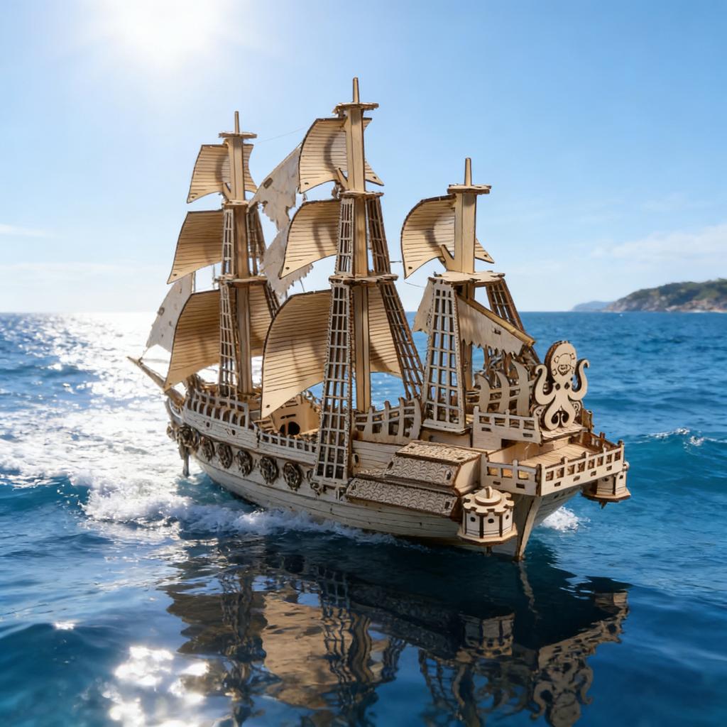 Dutch Ship 3D Wooden Puzzle Scale Miniature DO-IT-YOURSELF Miniature Kit Handcrafted Present Home Decor Assembly Toy