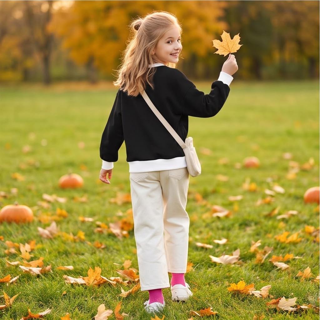 Boys Girls Casual Crewneck Color Block Sweatshirt Pullover Top for Kids