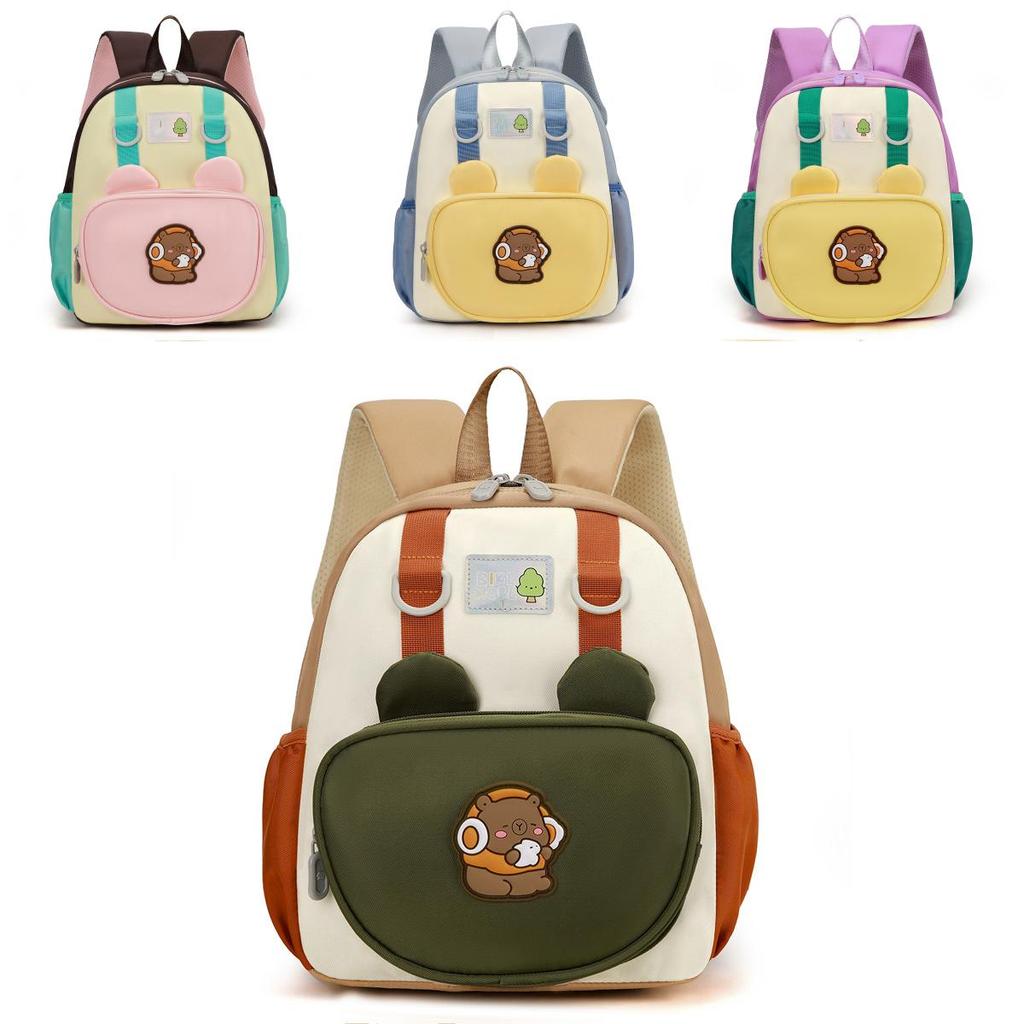 Capybara Kids School Backpack With Nylon Material And Curved Shoulder Straps For Preschool Children