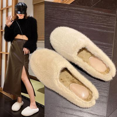 Fashion 2025 Winter Wool Slippers Women Curly Sheep Fur Flat Shoes Warm Cozy Slip On Pantuflas House Slides Femme Cotton Lambswool Mules