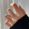925 Silver-Plated Green Retro Adjustable Square Ring for Women