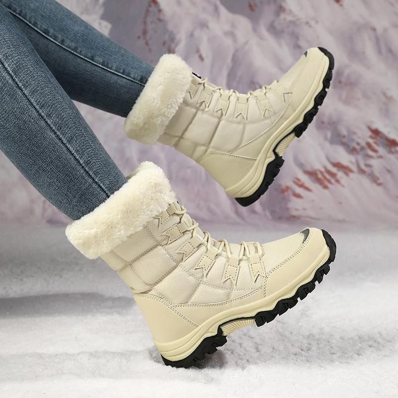 TUINANLE Botas de neve femininas de pelúcia quente, botas masculinas ao ar livre, plataforma, botas de caminhada antiderrapantes