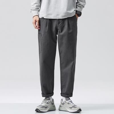 Atmungsaktive Baumwollhose für Herren im Frühling und Herbst, lockere, gerade Retro-Hose im Freien
