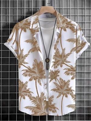 Hawaiianischer 3D-Druck Kokospalme Top Herren Sommer Strand Freizeitkleidung Street Outdoor Herrenhemd Locker Herrenbekleidung