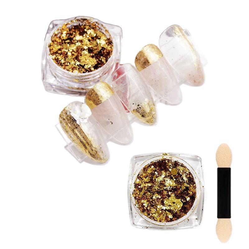 Ultra-Thin Gold Foil Nail Art Glitter - High Gloss, Super Bright Nail Decoration