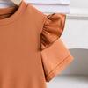 Girls' Casual Suit 2025 Summer Children's Lace Short Sleeve Top Fashion Printed Shorts Two-piece Set