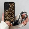 Black Leopard Print Hang Strap Case For Samsung Galaxy A03 A04 A05 A06 A07 A21S A23 A26 A33 A34 A35 A36 A56 A50 A53 A55 A71 A73