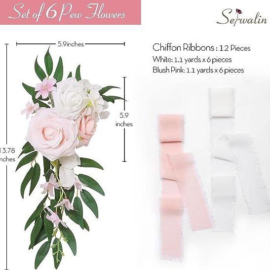 Simulation Chair Back Flower Mori Wedding Photography Props Hotel Chair Back Flower Outdoor Wedding Church Seat Decoration Flower