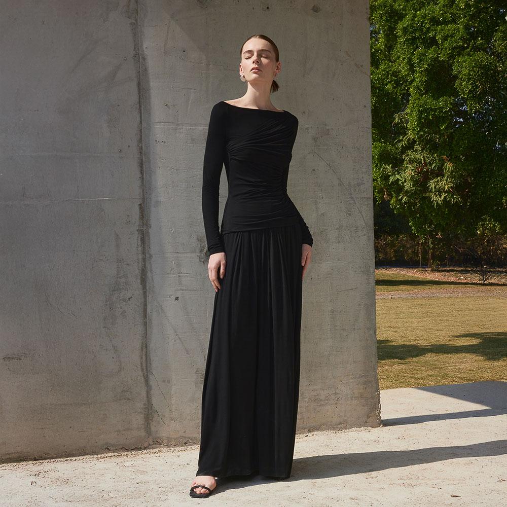 Waiwaiaiem Yy_Pleated Temperament Slim Skirt_Black