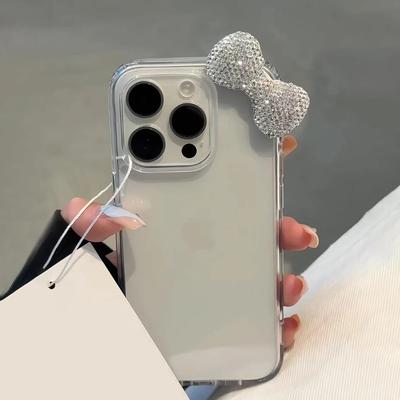 Luxury Bling 3D Diamond Bowknot Phone Case For iPhone 17 16 15 14 13 12 11 Pro Max XR XS 7 8 Plus Clear Acrylic Shockproof Cover