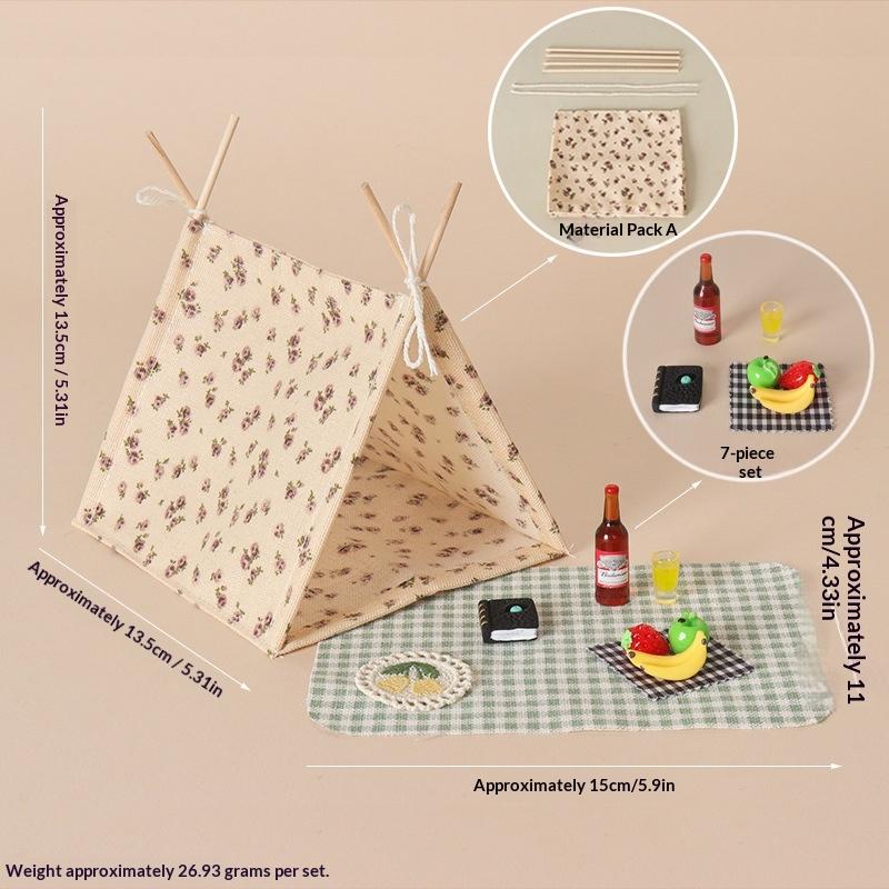 Dollhouse 1 12 Scale Miniature Camping Tent Set Creative DIY Doll House Outdoor Accessories for Camping Scene Role Play