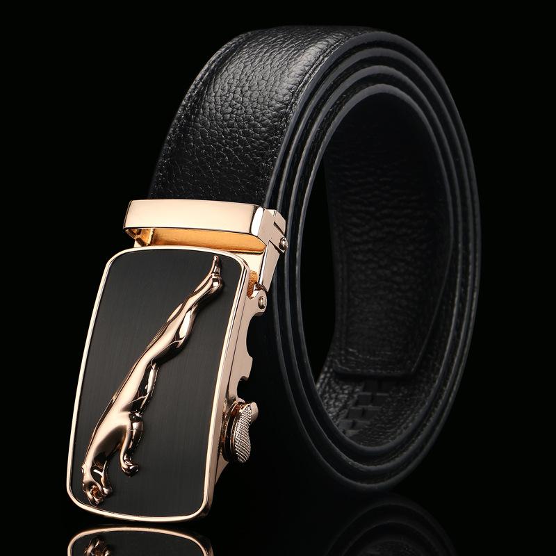 Open Edge Cowhide Belt Men's Real Cowhide Business and Casual Automatic Buckle Belt