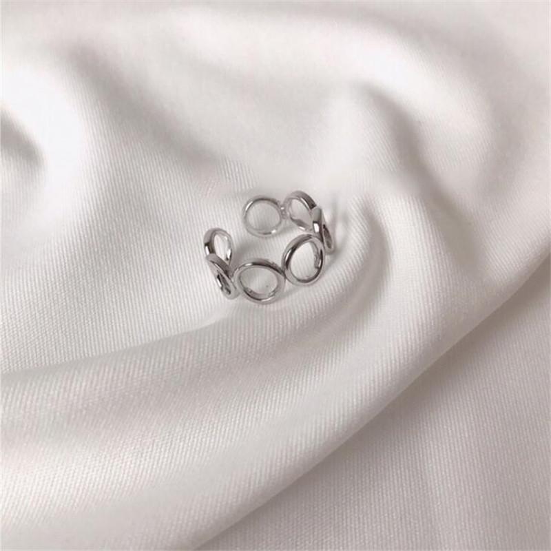 New Fashion Personality Geometric 925 Sterling Silver Not Allergic Popular Round Circle Women Opening Rings R259