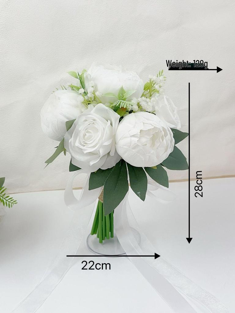 Elegant High-End Bridal Bouquet: Artificial Roses with Jute Rope – Perfect for Wedding Photos and Ceremonies