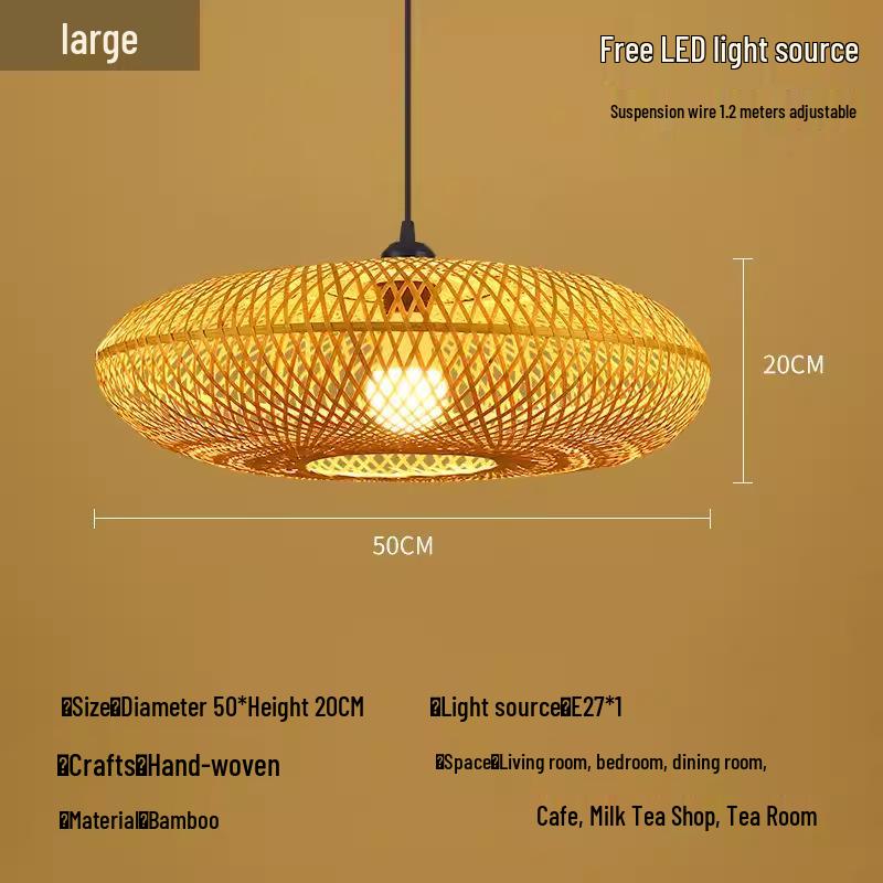 A8L Bamboo Pendant Lamp: New Chinese Zen Style, Rattan Woven Design, Ideal for Tea Rooms, Dining Areas & Teahouses with Japanese Antique Touch.