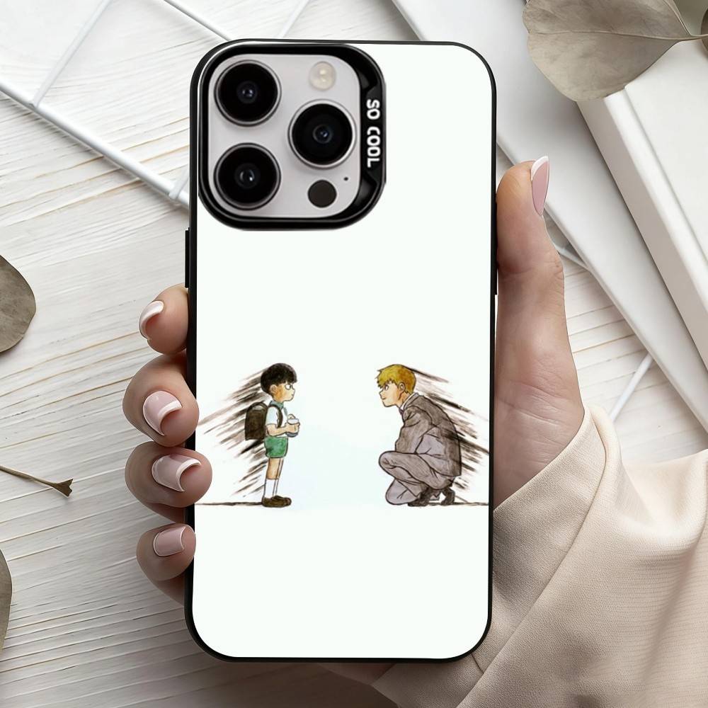 Anime m-Mob p-Psycho-o 100  Phone Case For iPhone17,16,15,14,13,12,11 Plus,Pro Max Black Candy Silver Phone Case