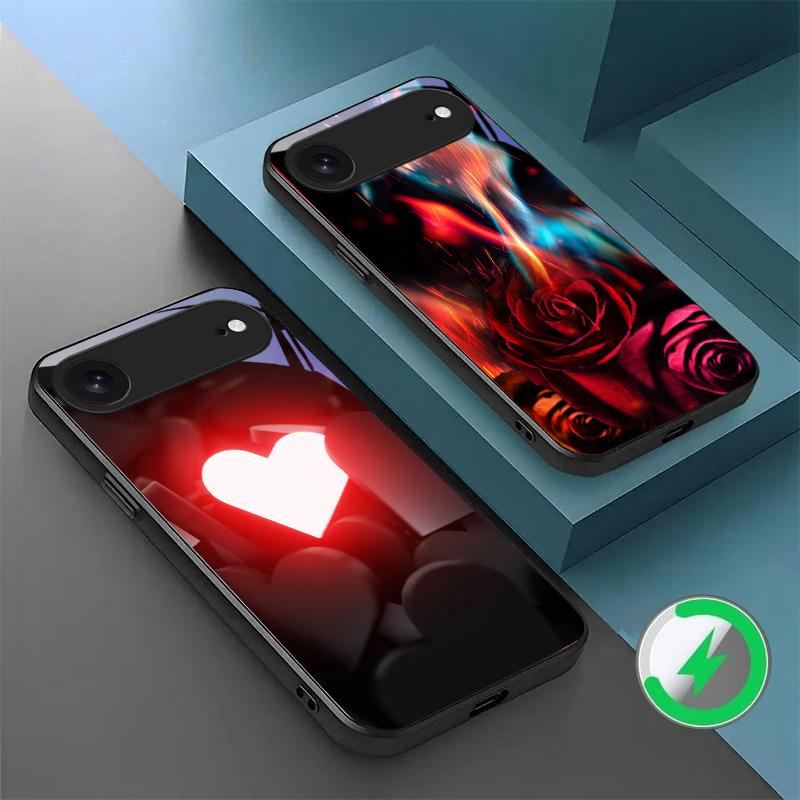 Brilliant Flame Rose Suitable For iPhone 17 Pro Max 16E 15 Pro 14 13 Plus 12 mini 11 16 Air 17Pro magnetism Glass Phone Case