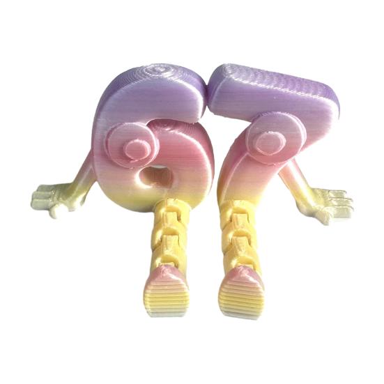 3D Printed 67 Number Figurine Articulated Flexible 67 Character Figure with Movable Joints