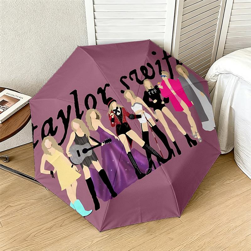 Taylor Swift Fashion 8 Ribs 3Fold Black Glue Uv Protection Umbrella Sun Protection Rainproof Compact Folding Umbrella For Travel Daily Use C92482