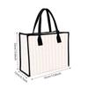Striped Canvas Tote Bag Large Capacity Shoulder Handbag for Daily Shopping Commute