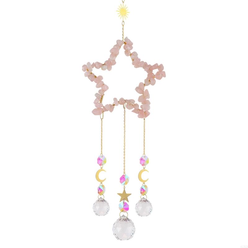 62KD Natural for raw Stone Amethyst Light Crystal Wind Chimes Pendant Dream Rainbow