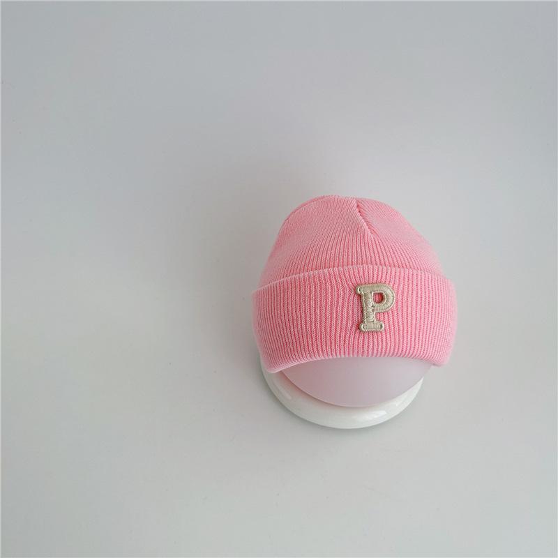 Baby Knit Letter Beanie Hat Autumn Winter Warm Soft Toddler Kids Simple Pullover Cap for Boys Girls Newborn Accessories
