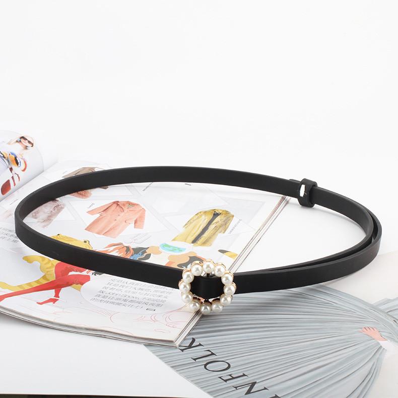 

Versatile Single Loop Belt With Alloy Pearl Buckle And No Hole Design For Formal And Casual Scenes Style A