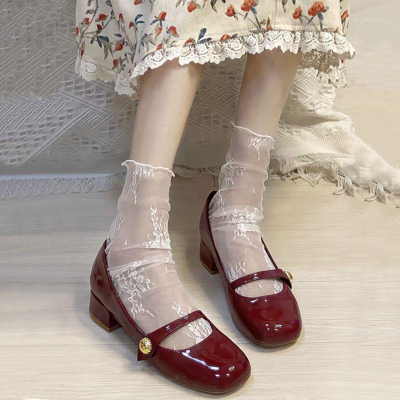 

Летние носки средней длины с оборками и цветочным кружевом в японском стиле JK белого цвета для женщин One size белый