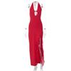 Vestito Sexy Scollo a V Schiena Scoperta per Donna con Bordi Arricciati e Vita Alta per la Primavera