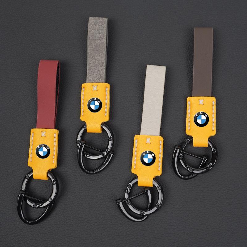 M logo Car Nappa Leather Key Chains Long-style Auto Keyrings For BMW X1 X2 X3 X5 X4 X6 X7 iX3 F20 F10 F07 E70 E46 E90 E92 E60 E3 fxdf89